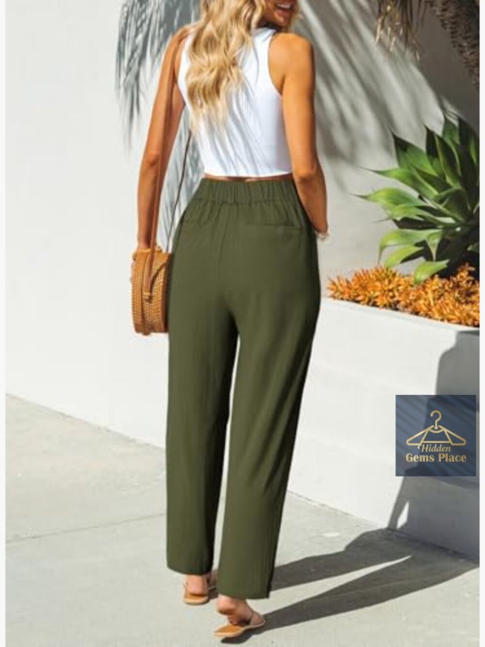 Casual Capri Pants High Waisted Harem with Pockets Summer - Picture 4 of 7